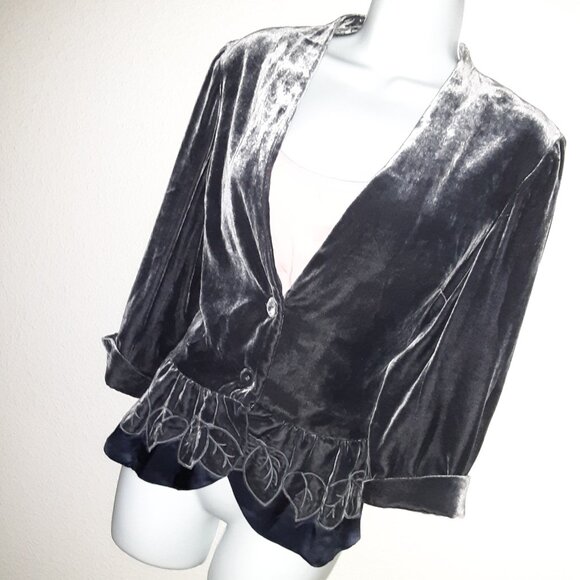 WRAP: Gray Velvet Top-Jacket * Satin-Lined * Soft * 10-12 * Elevate Your Style * - Picture 1 of 9